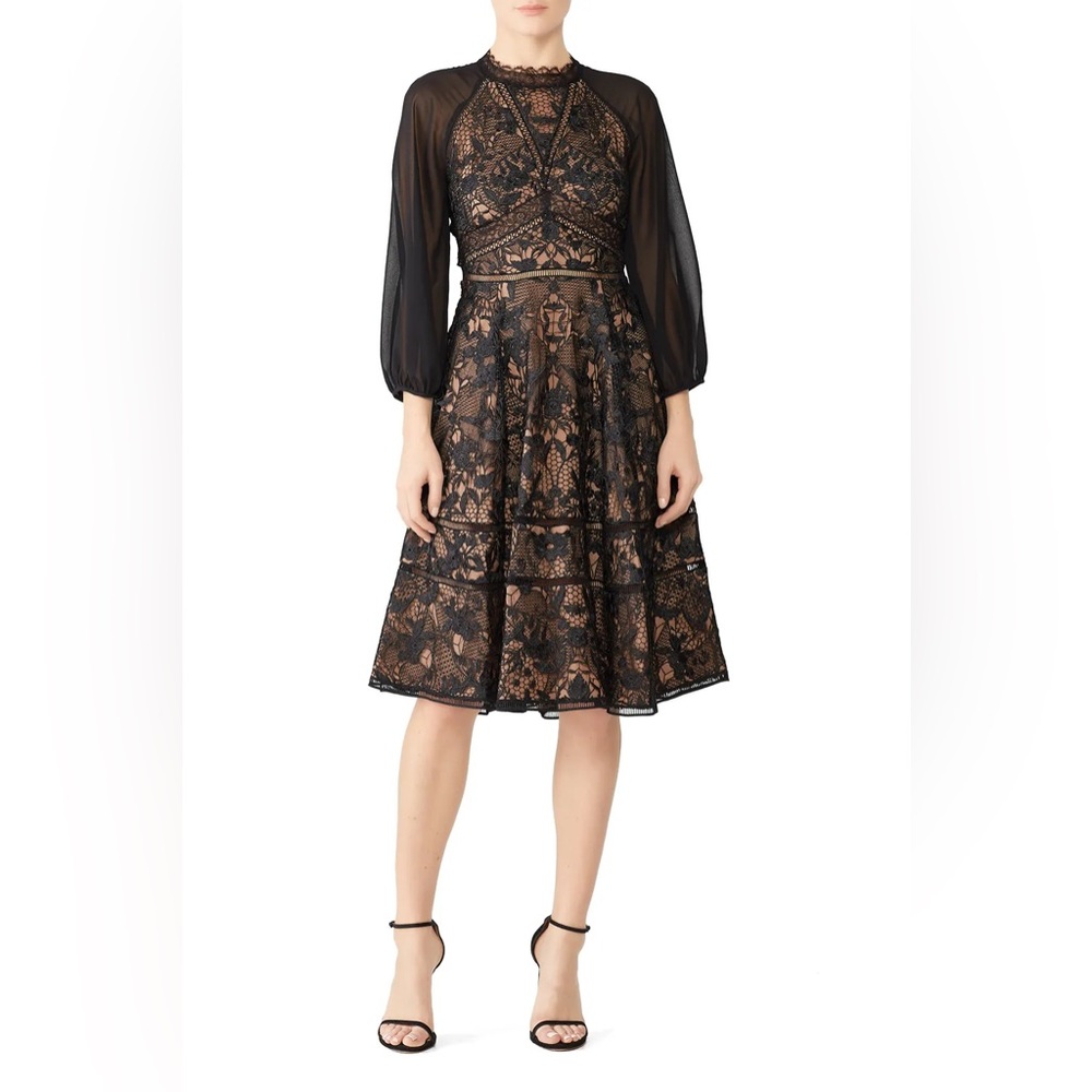 Marchesa Notte Guipure Cocktail Dress
